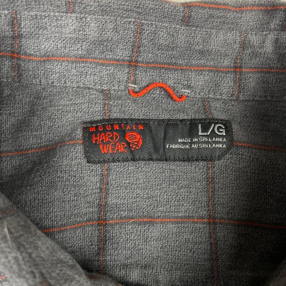 Mountain Hardwear Mens Gray Orange Grid Flannel Button Down Shirt Large L/G - Picture 3 of 7
